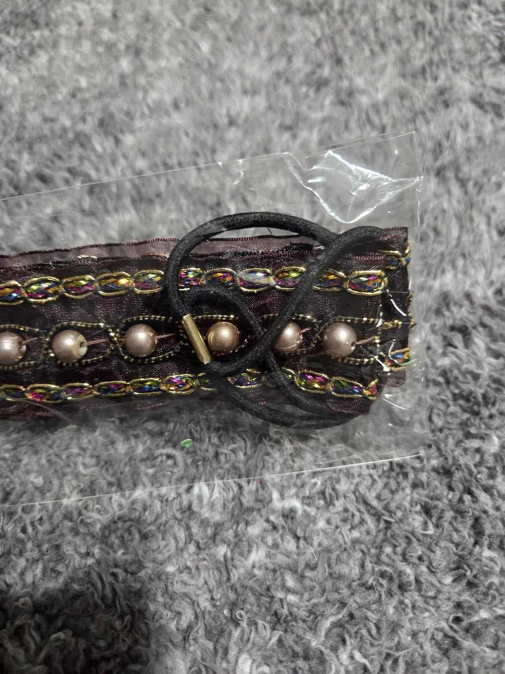 Brown Womens Faux Pearl Headband